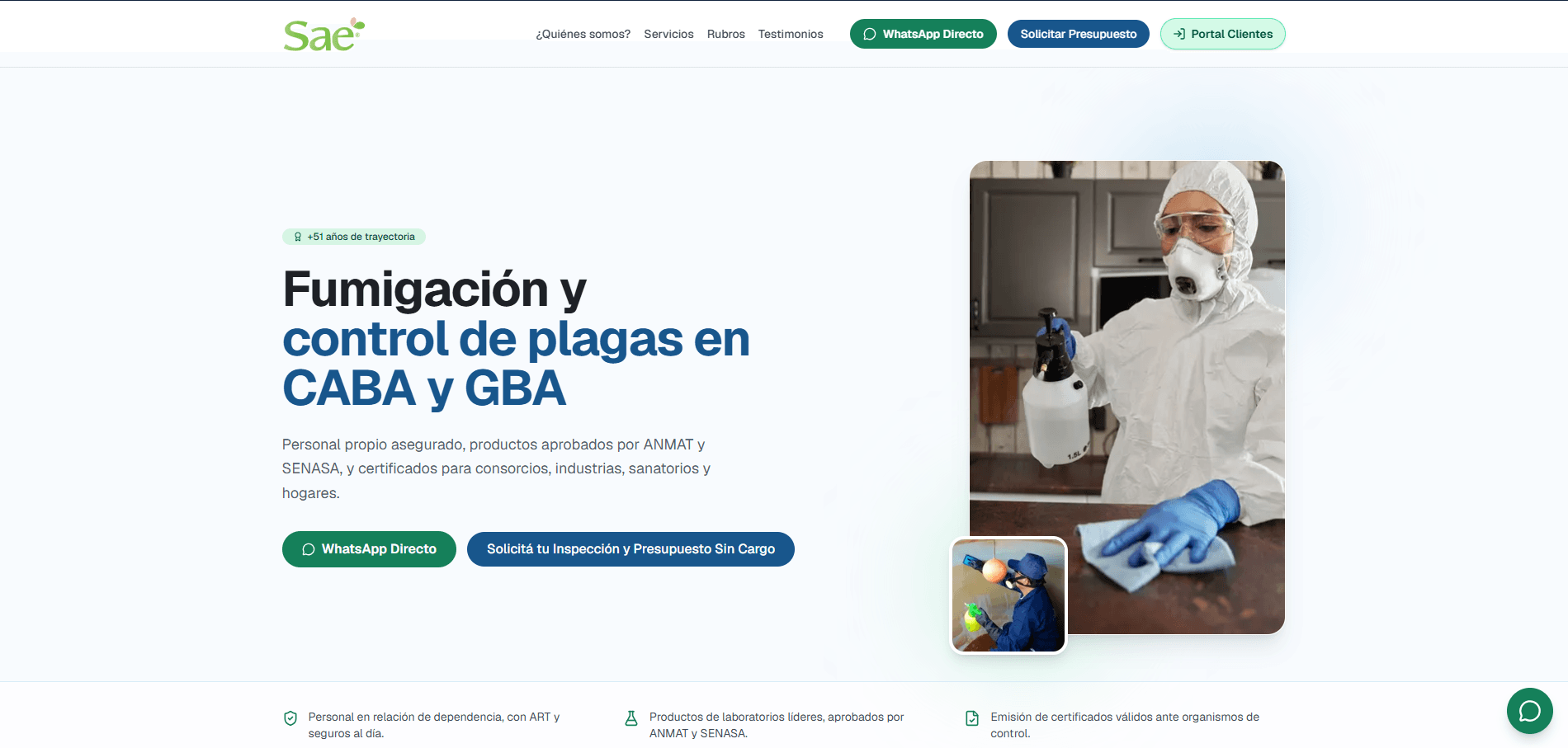 Captura del sistema SAE Saneamiento — Web Institucional
